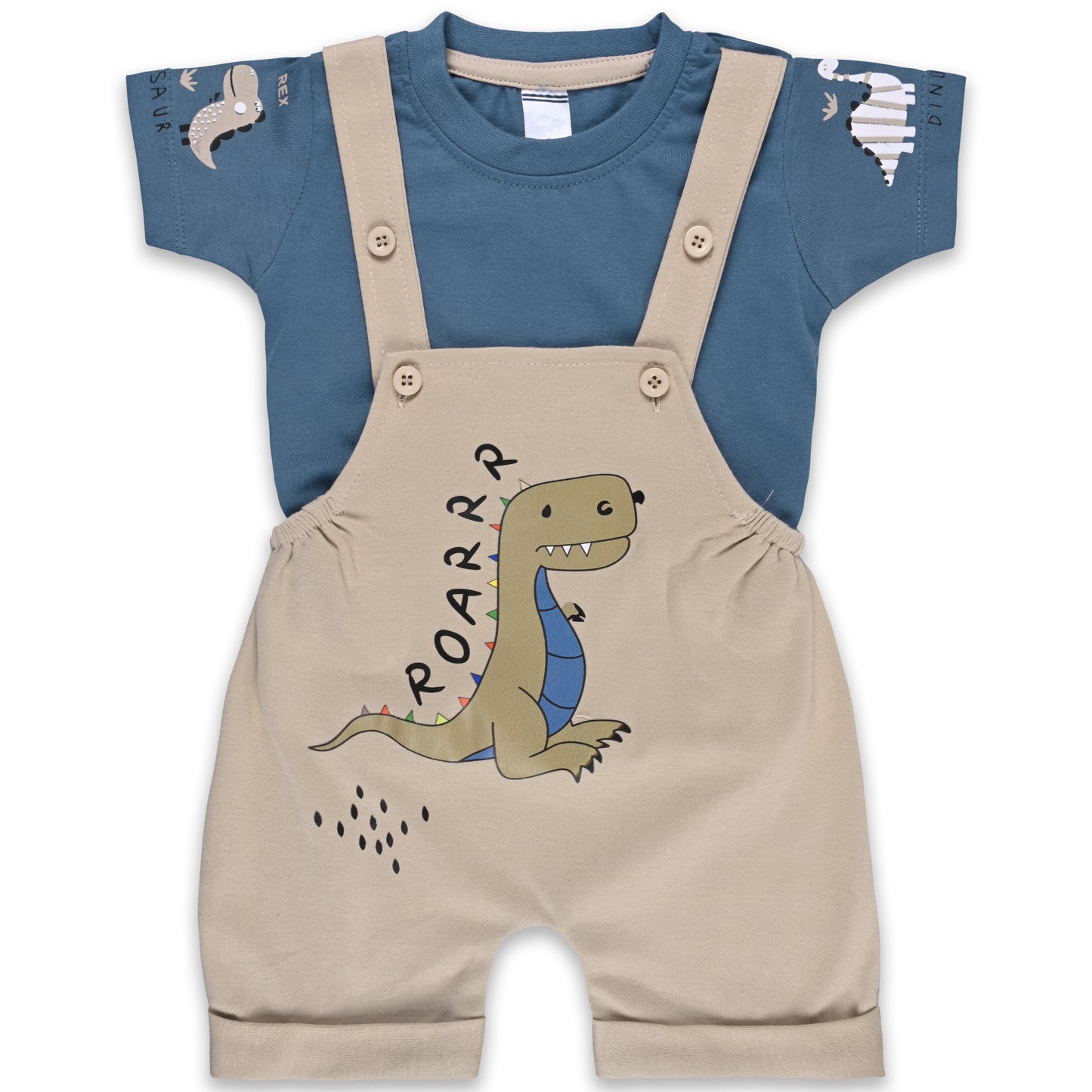 Baby Boys Graphic Print T-Shirt and Shorts Dungaree Set