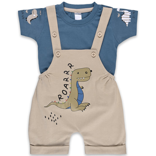 Baby Boys Graphic Print T-Shirt and Shorts Dungaree Set