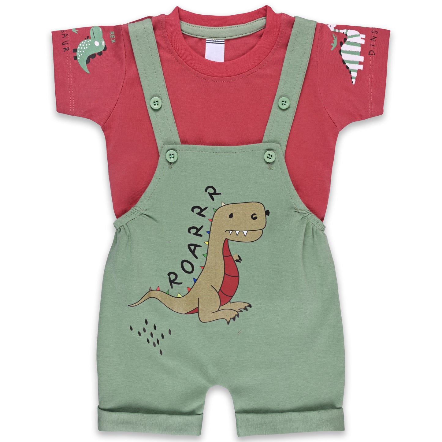 Baby Boys Graphic Print T-Shirt and Shorts Dungaree Set