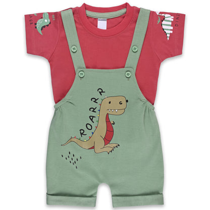 Baby Boys Graphic Print T-Shirt and Shorts Dungaree Set