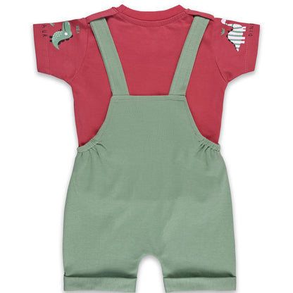 Baby Boys Graphic Print T-Shirt and Shorts Dungaree Set