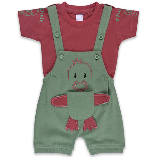 Baby Boys Applique T-Shirt and Shorts Dungaree Set