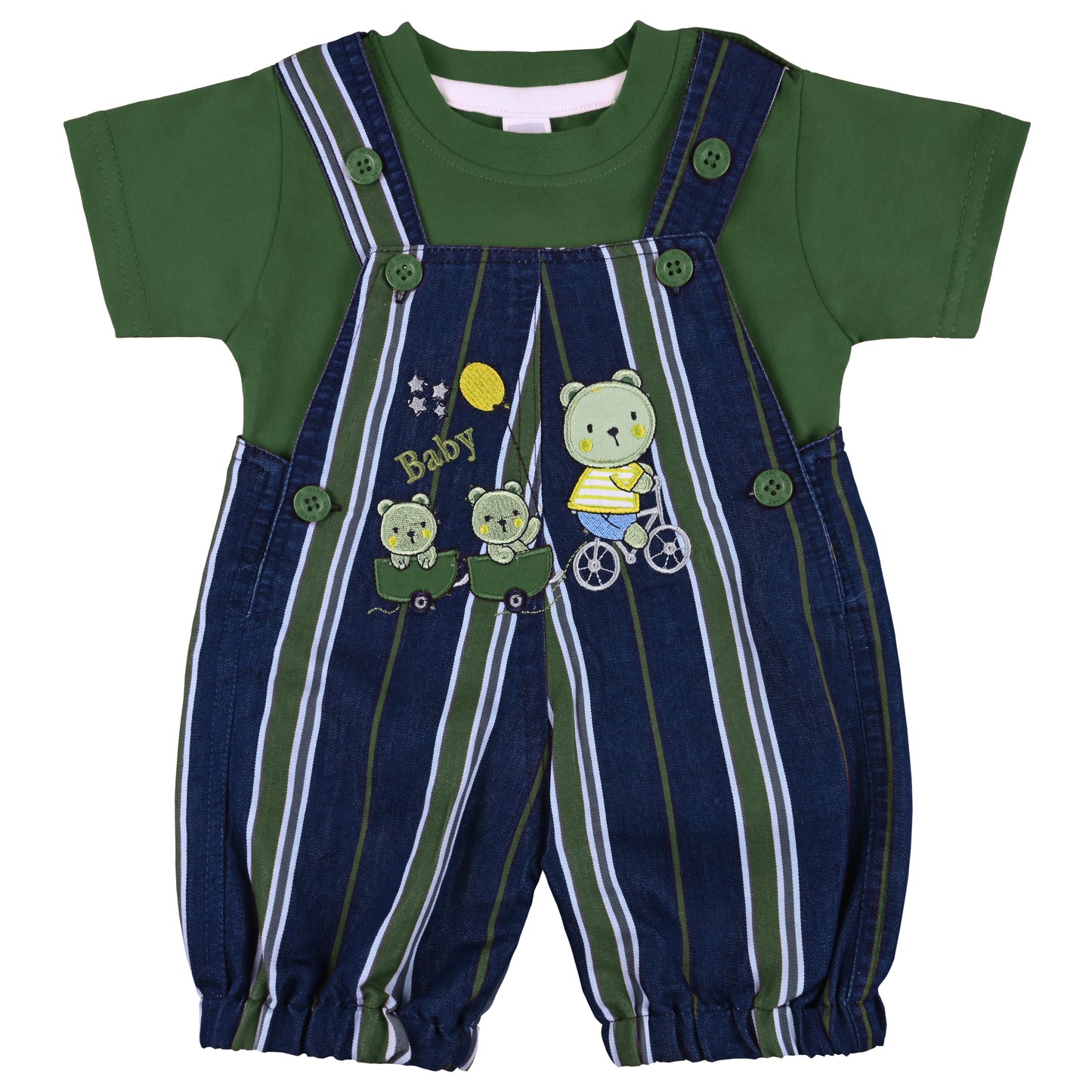 Baby Boys Striped T-Shirt and Shorts Dungaree Set