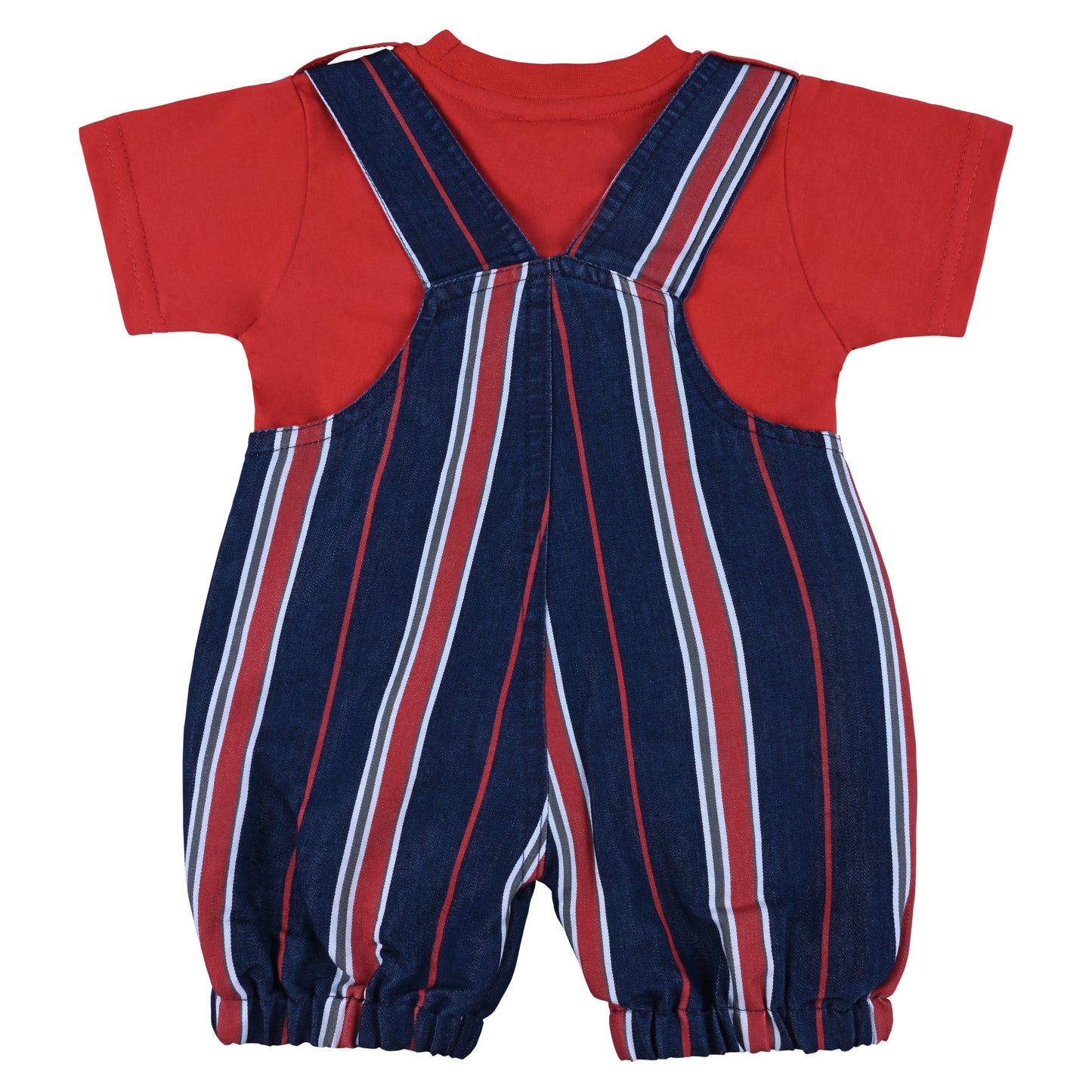 Baby Boys Striped T-Shirt and Shorts Dungaree Set