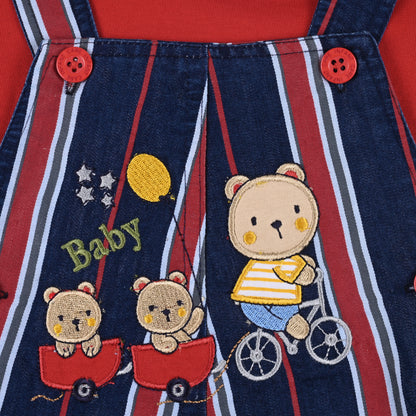 Baby Boys Striped T-Shirt and Shorts Dungaree Set