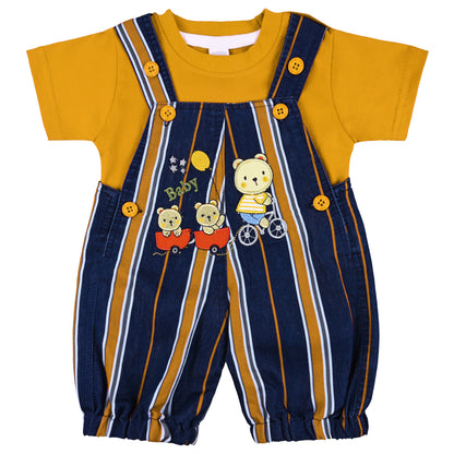 Baby Boys Striped T-Shirt and Shorts Dungaree Set