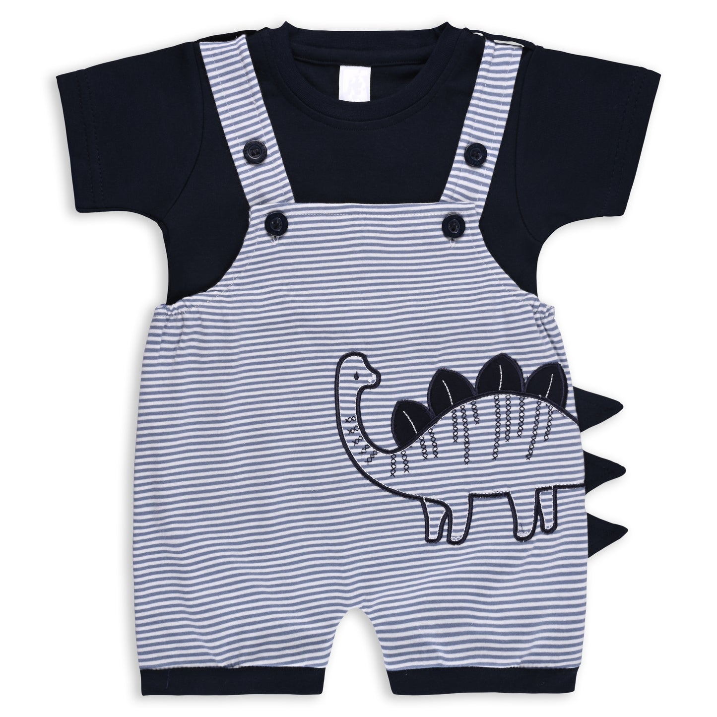 Baby Boys Striped T-Shirt and Shorts Dungaree Set