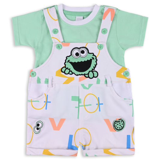 Baby Boys Graphic Printed T-Shirt and Shorts Dungaree Set