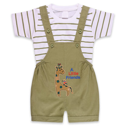 Baby Boys Striped T-Shirt and Shorts Dungaree Set