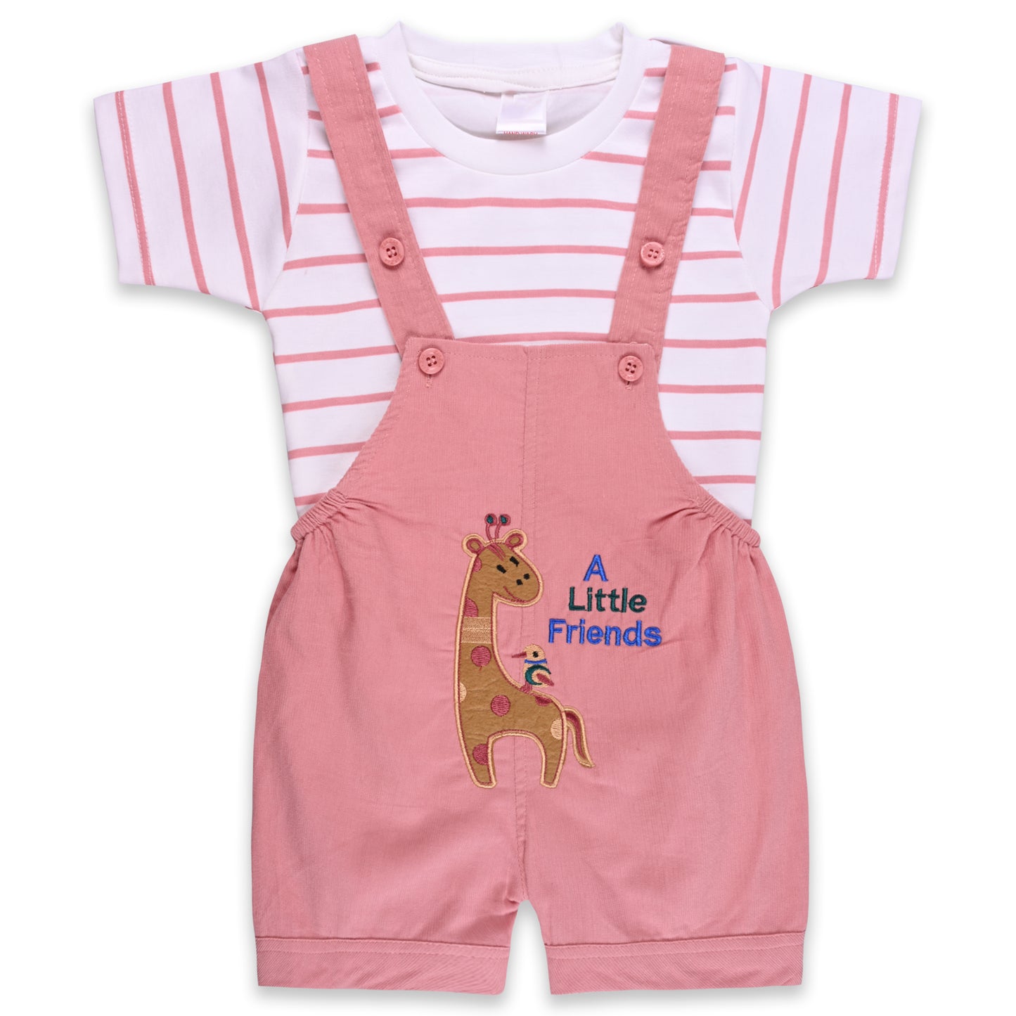 Baby Boys Striped T-Shirt and Shorts Dungaree Set