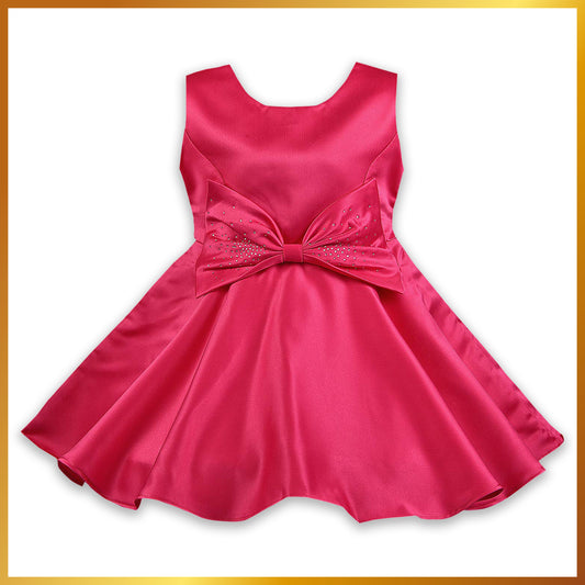 Girls A-Line Frock Dress With Bow Designed