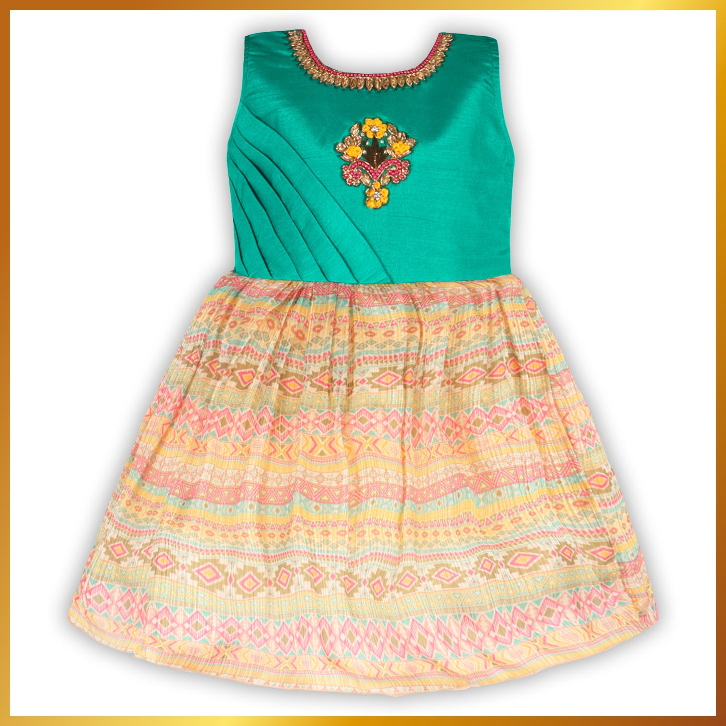 Girls Embroidered Fit and Flare Party Dress