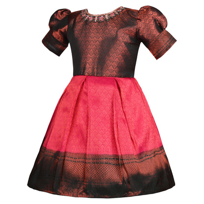 Girls Ethnic Dress with Woven Design