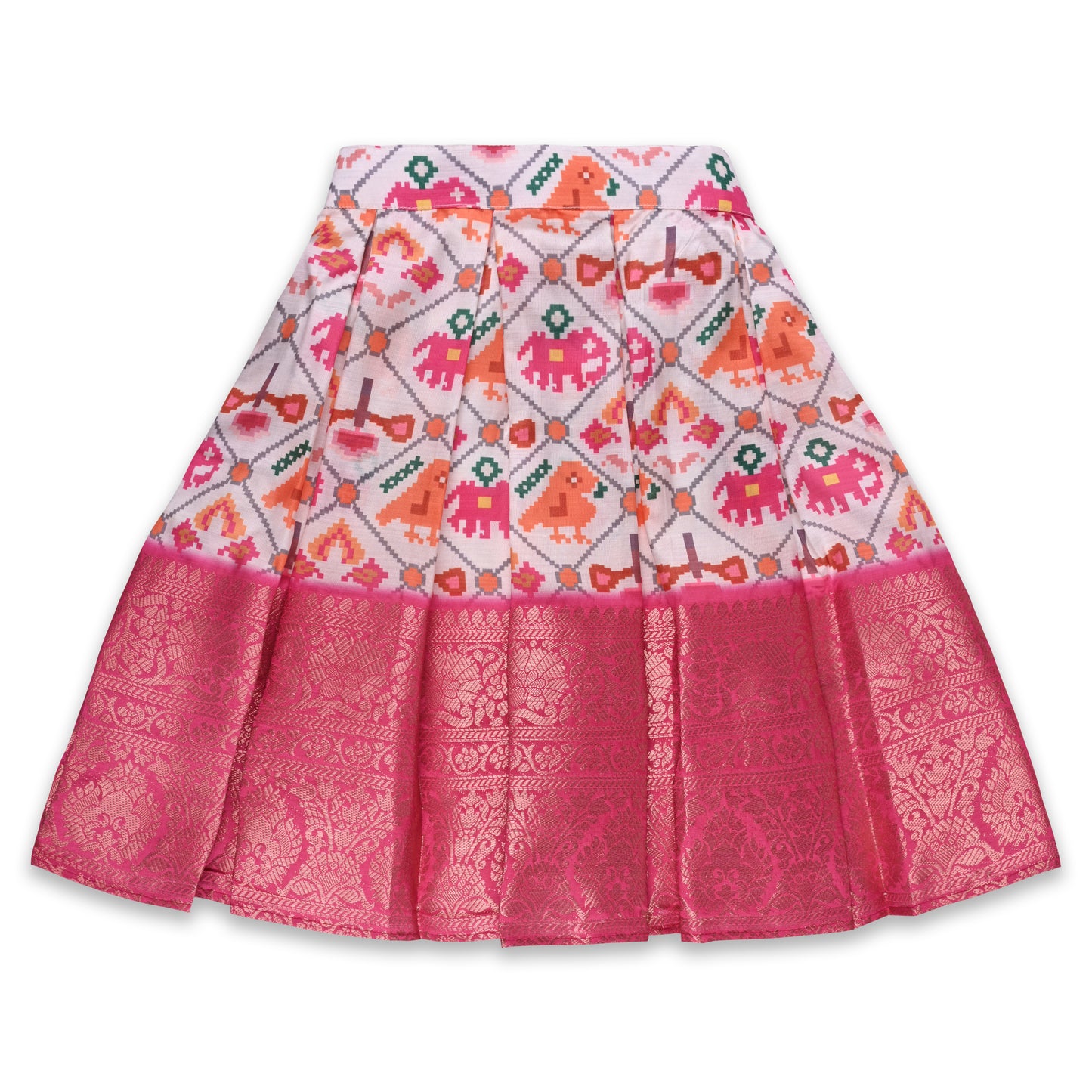 Girls Ethnic Floral Printed Ethnic Top and Skirt Set