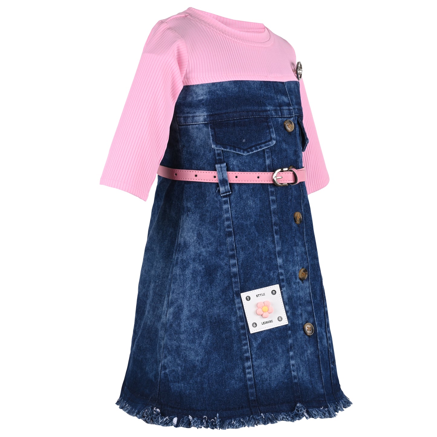 Girls Solid Full Sleeve A-Line Frock Dress