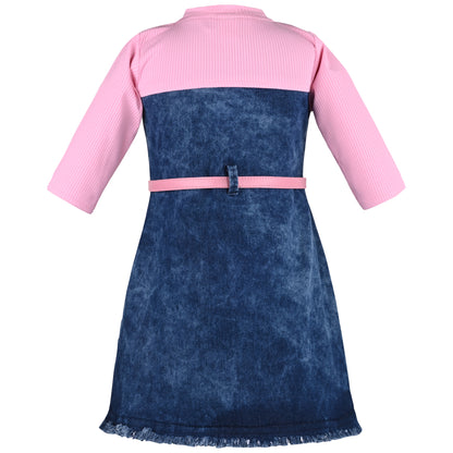 Girls Solid Full Sleeve A-Line Frock Dress