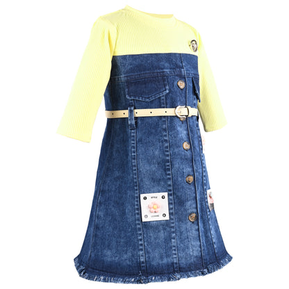 Girls Solid Full Sleeve A-Line Frock Dress