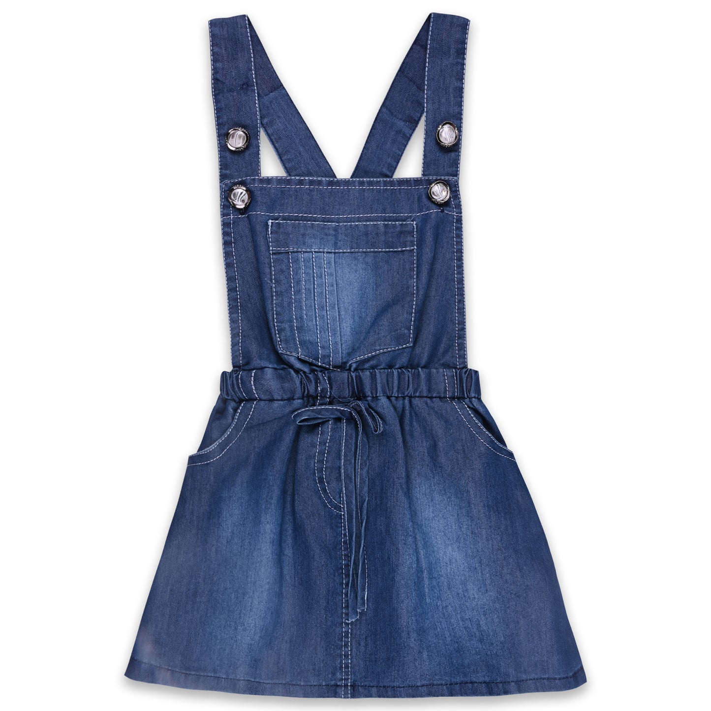 Girls Solid Top and Shorts Dungaree Set