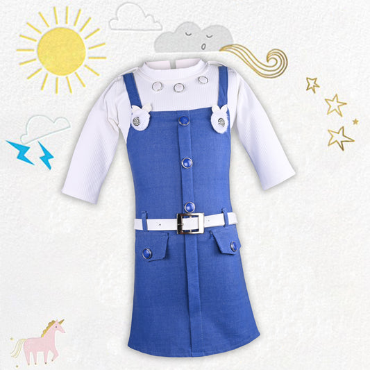 Girls Casual Top and Dungaree Set