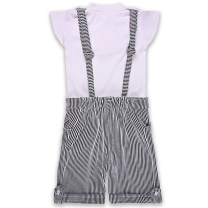 Girls Striped Top and Dungaree Set