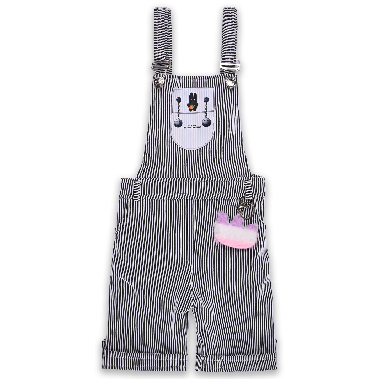 Girls Striped Top and Dungaree Set