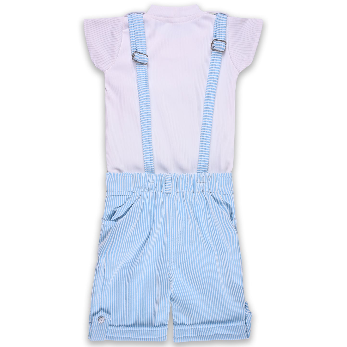 Girls Striped Top and Dungaree Set