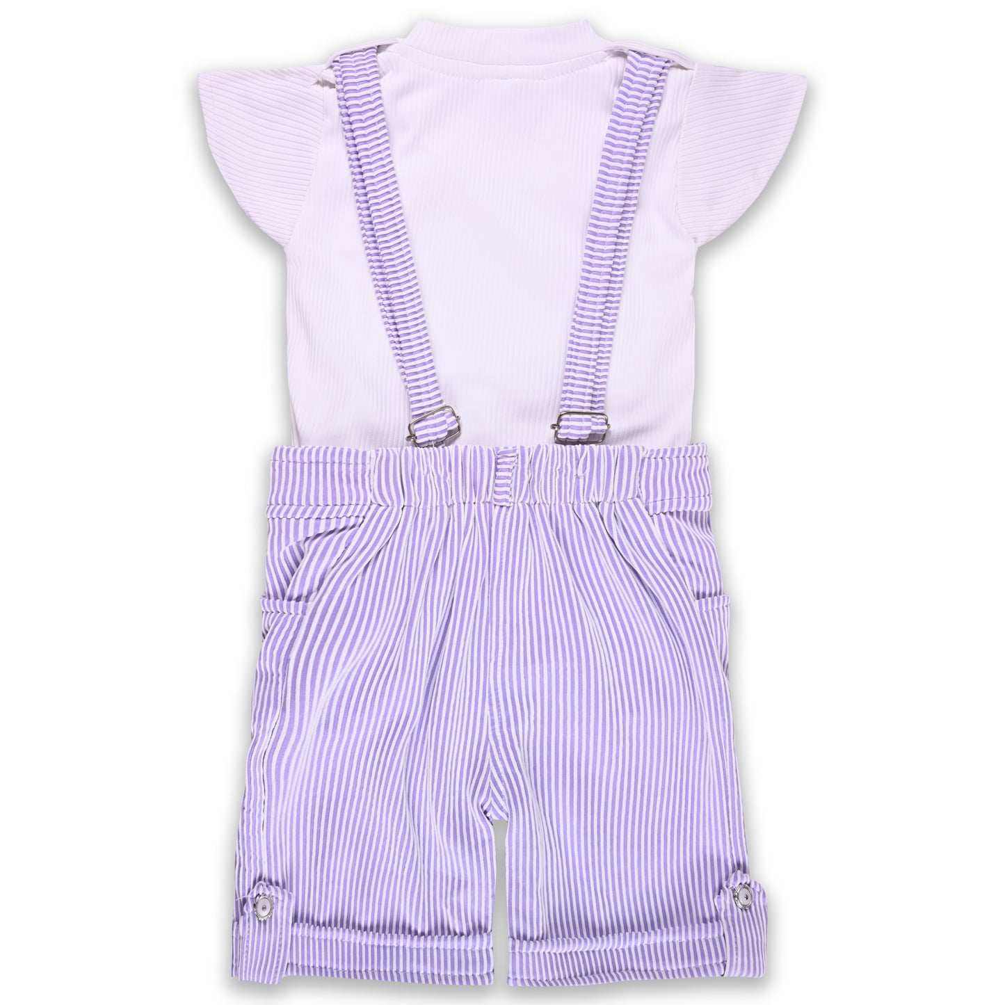 Girls Striped Top and Dungaree Set