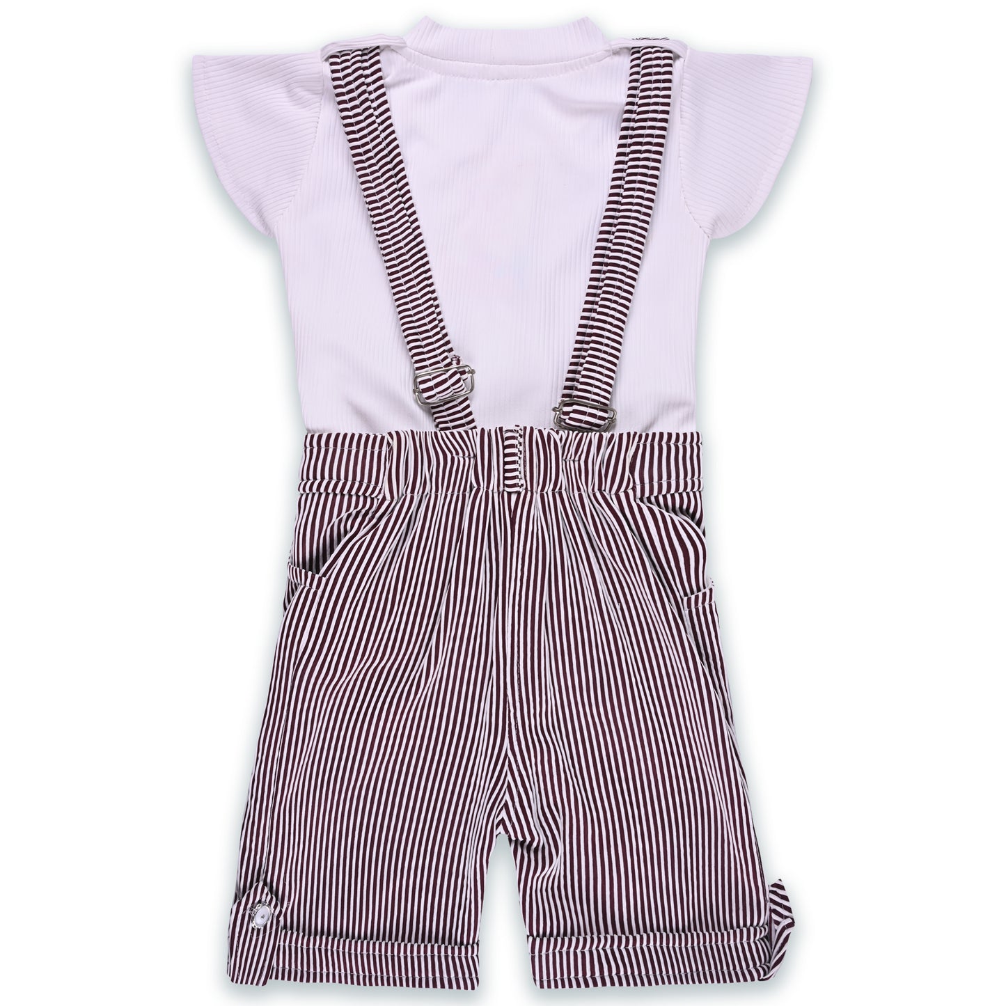 Girls Striped Top and Dungaree Set