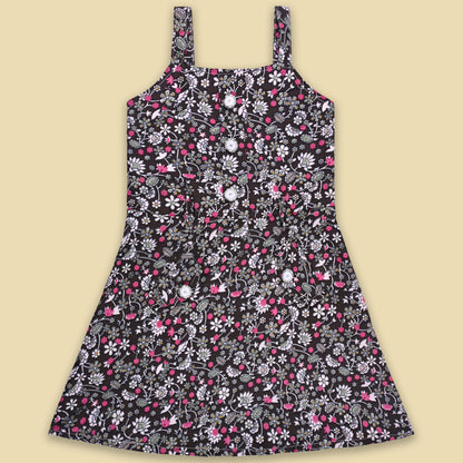 Girls Floral Print Full Sleeve Top and Dungaree Set