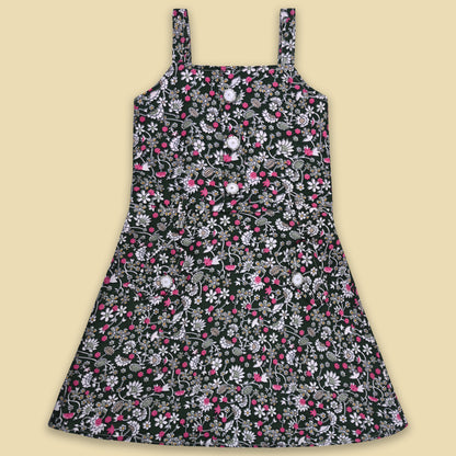 Girls Floral Print Full Sleeve Top and Dungaree Set