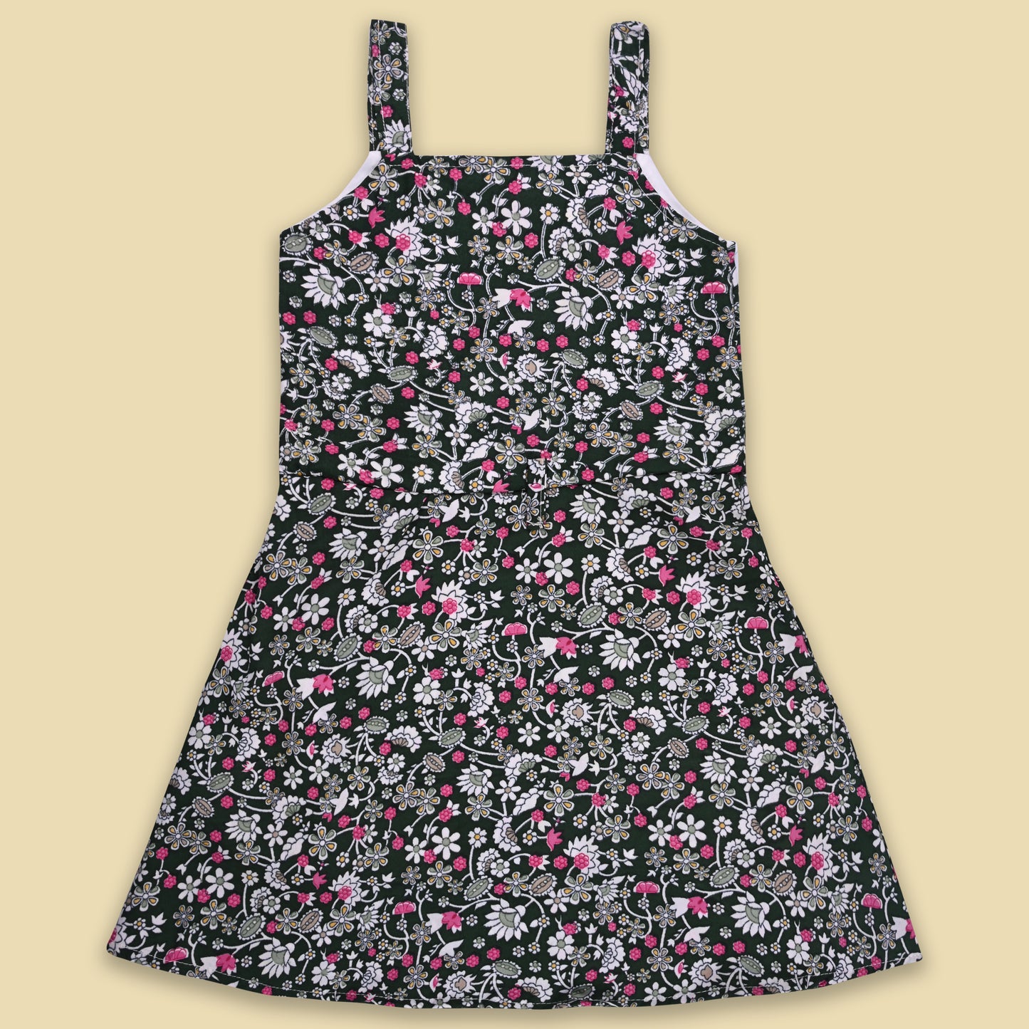 Girls Floral Print Full Sleeve Top and Dungaree Set