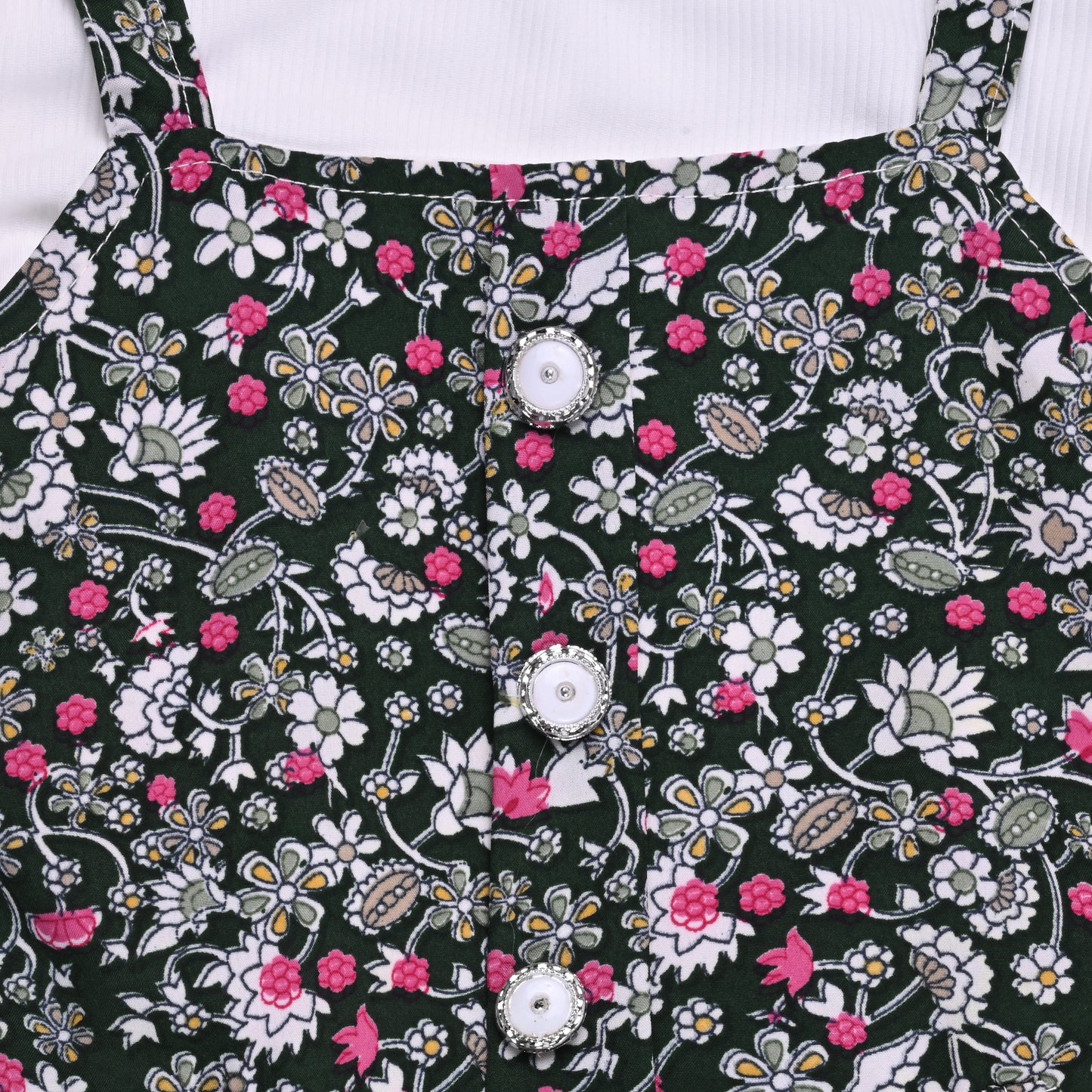 Girls Floral Print Full Sleeve Top and Dungaree Set