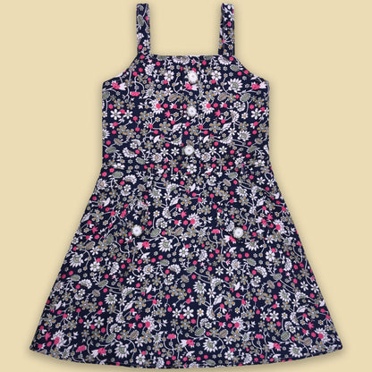 Girls Floral Print Full Sleeve Top and Dungaree Set