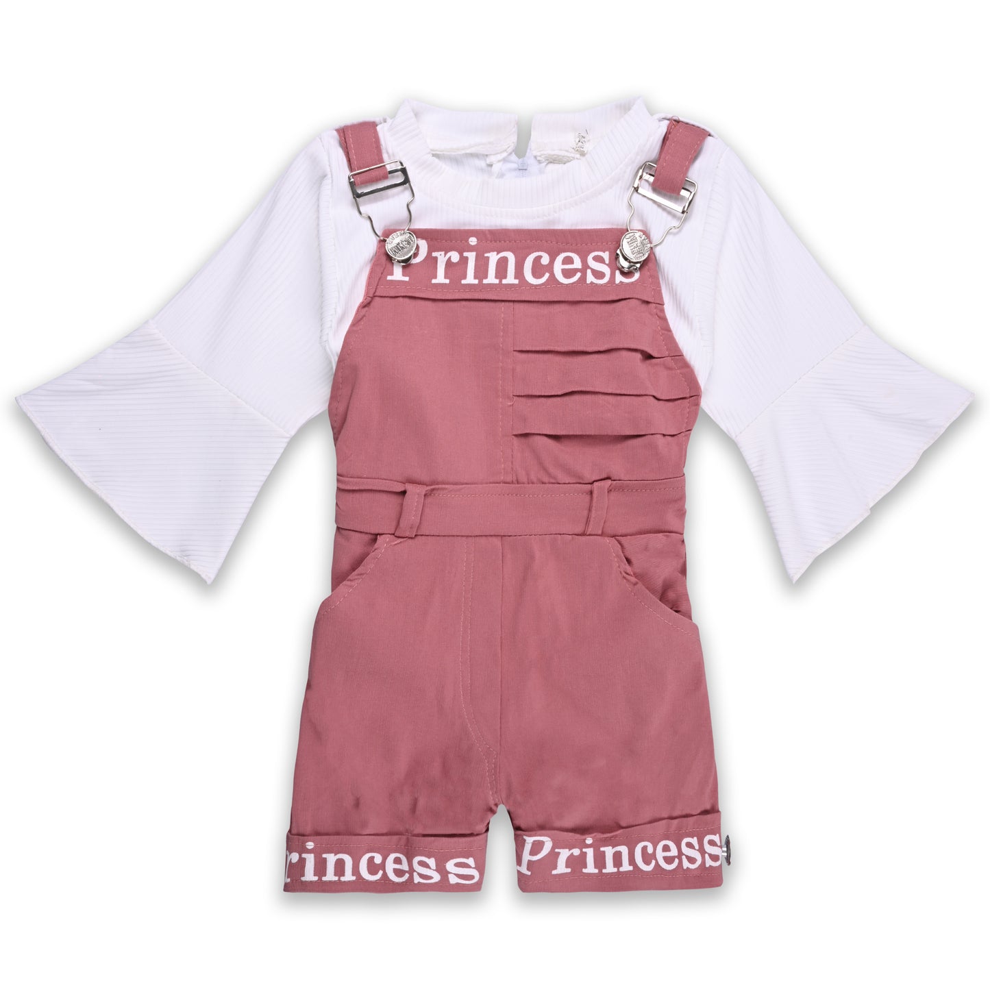 Girls Printed Full Sleeve Top and Dungaree Set