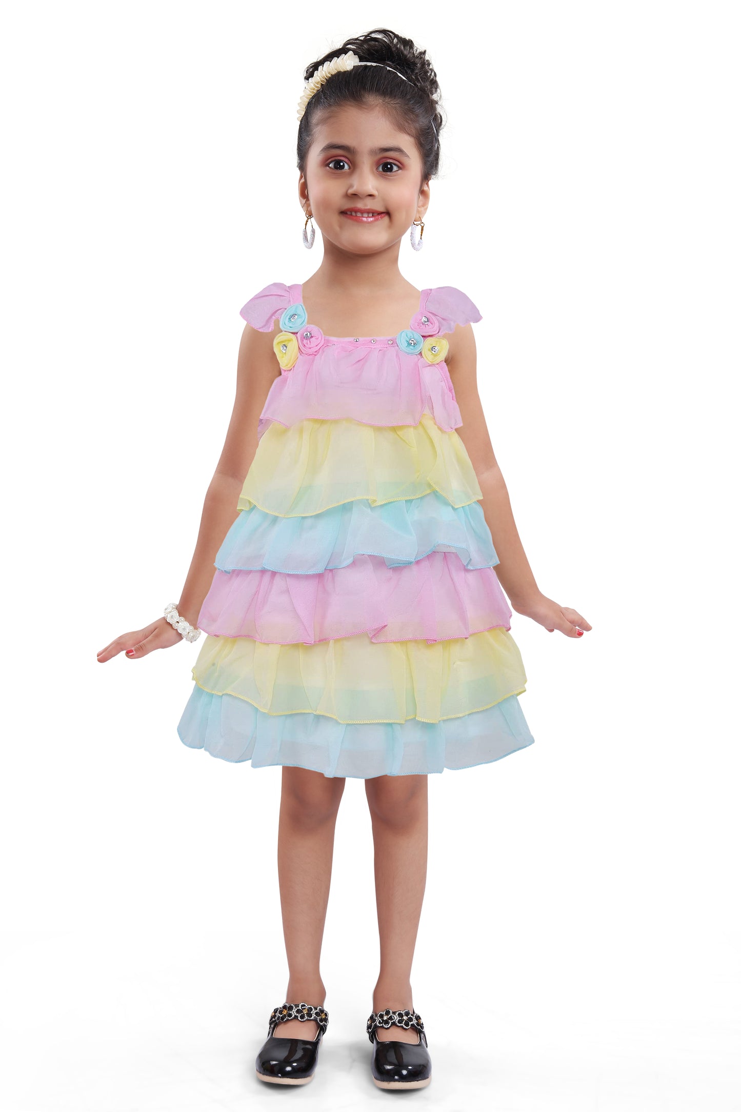 Baby Girls party wear Layered flower Embellished Dress