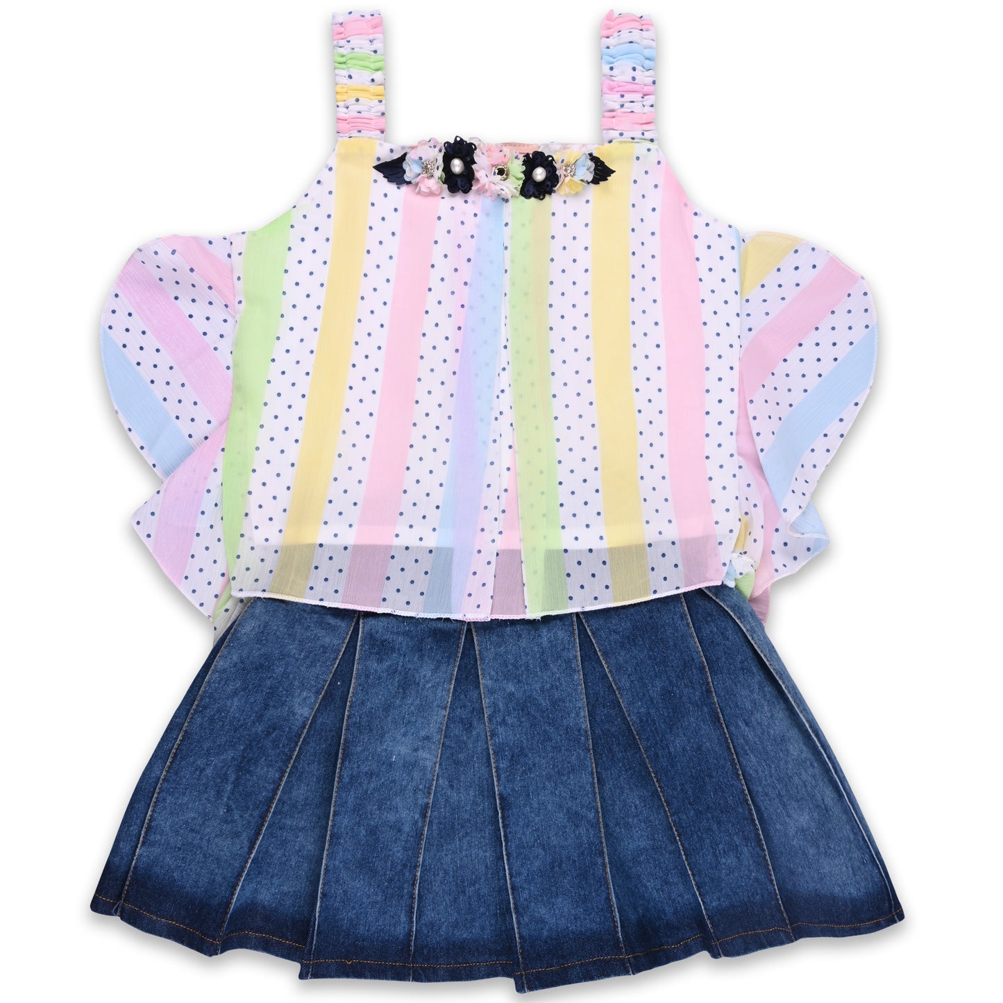 Girls Polka Print Top and Skirt Clothing Set