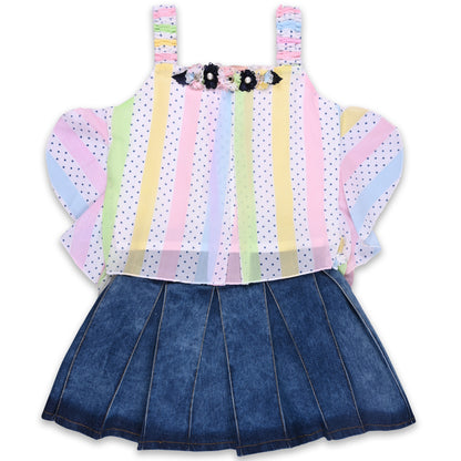 Girls Polka Print Top and Skirt Clothing Set