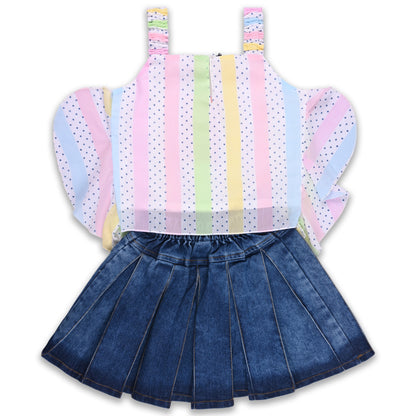 Girls Polka Print Top and Skirt Clothing Set