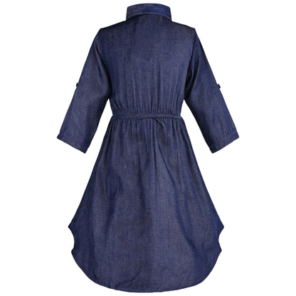 Girls Full Sleeve Solid Fit and Flare Frock Dress