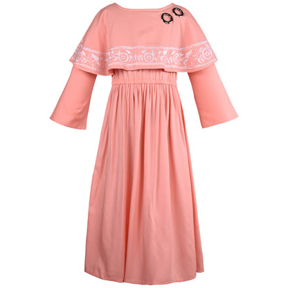 Girls Embroidered Bell Sleeve Fit and Flare Frock Dress