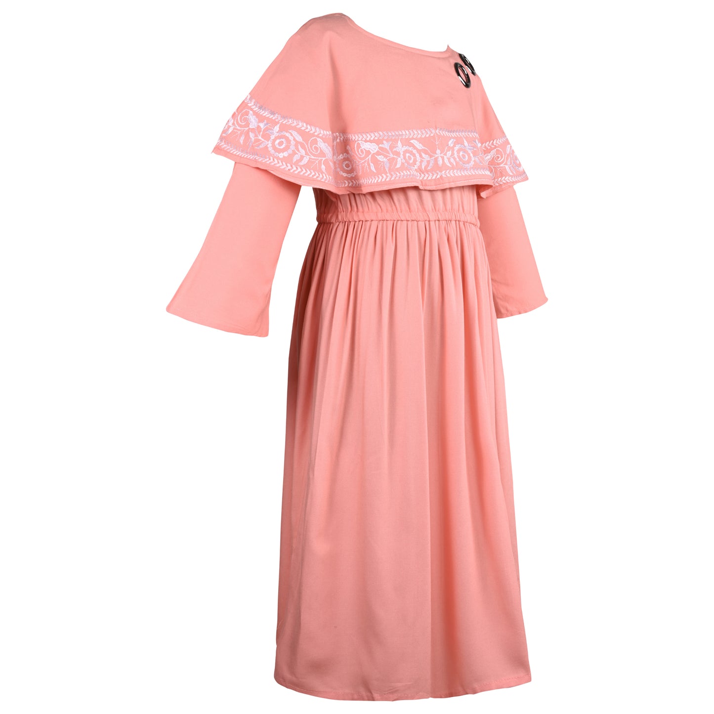 Girls Embroidered Bell Sleeve Fit and Flare Frock Dress