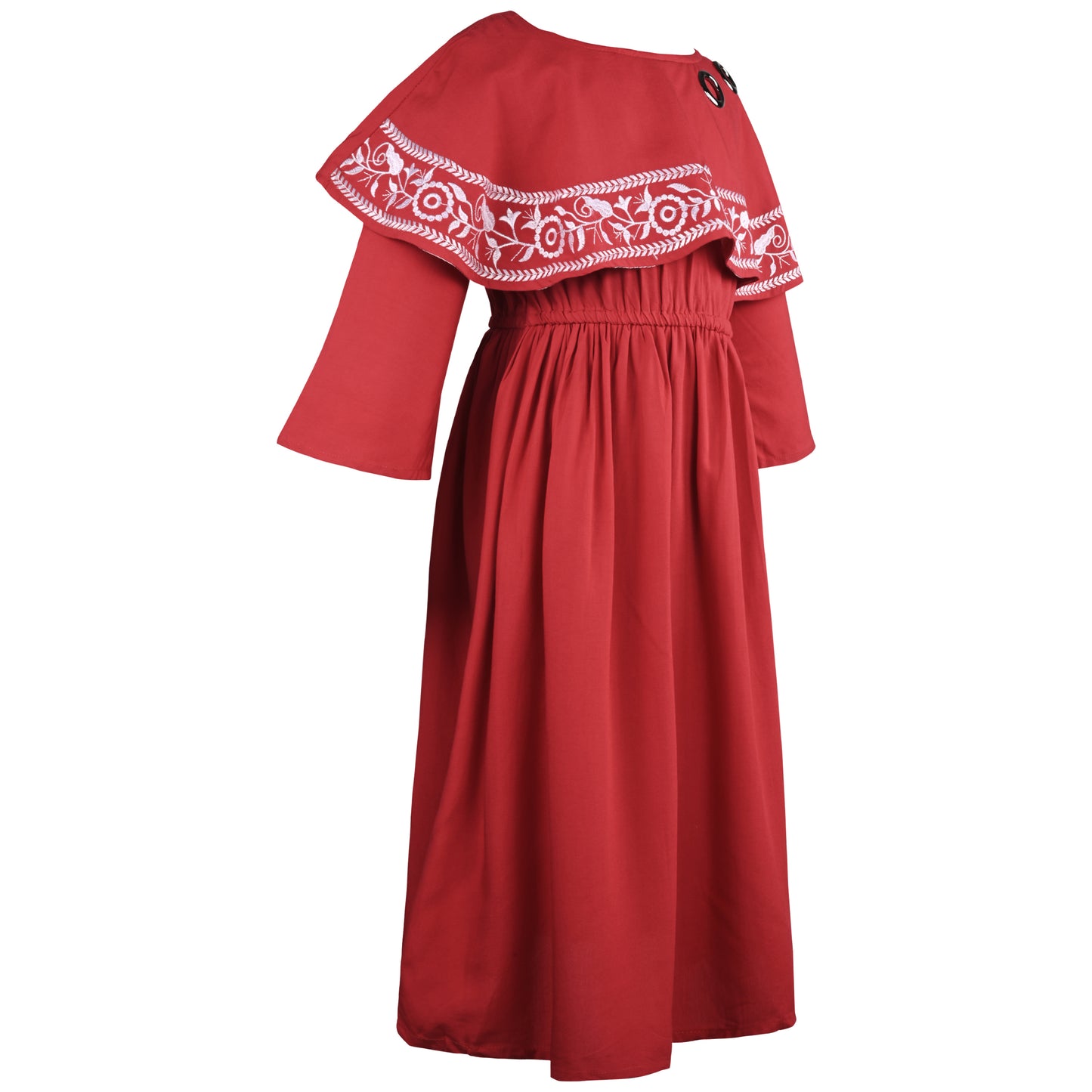 Girls Embroidered Bell Sleeve Fit and Flare Frock Dress