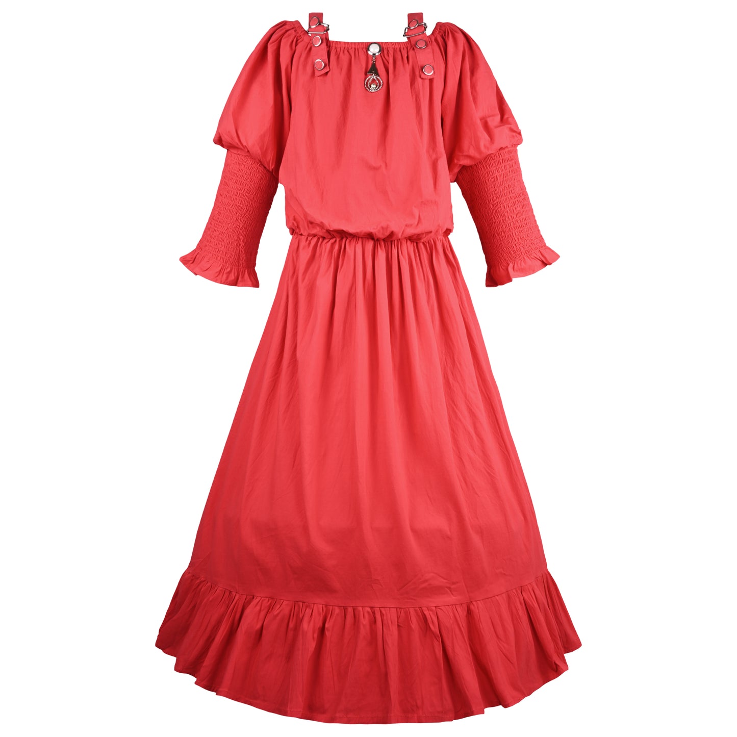 Girl Solid Bell Sleeve Fit and Flare Frock Dress