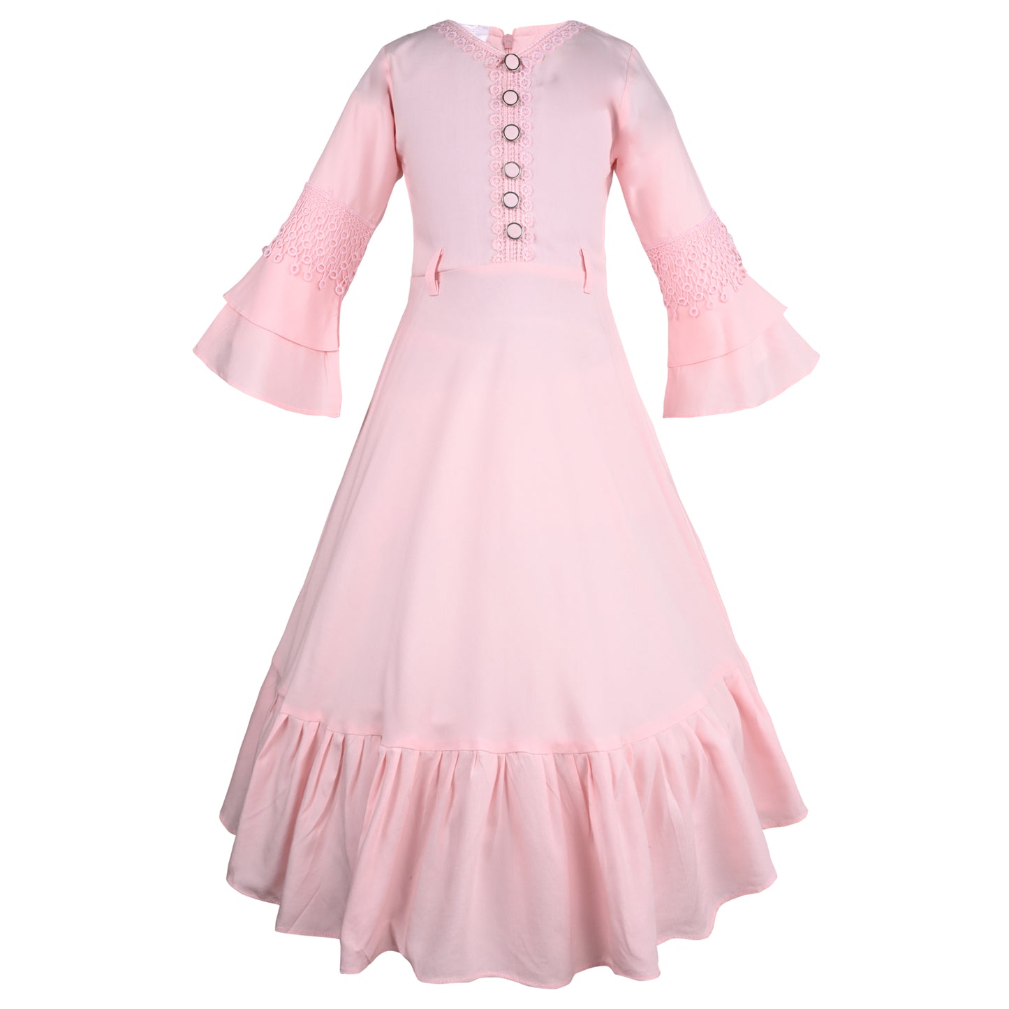 Girls Embroidered Bell Sleeve Fit and Flare Frock Dress