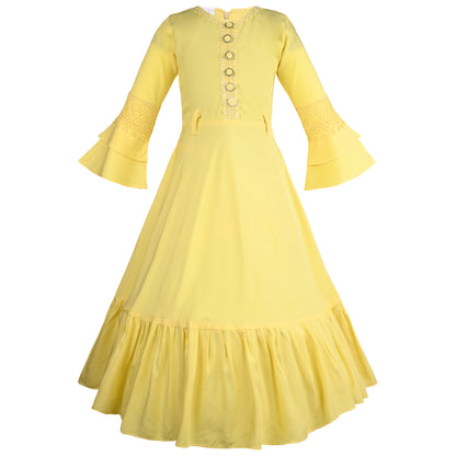 Girls Embroidered Bell Sleeve Fit and Flare Frock Dress