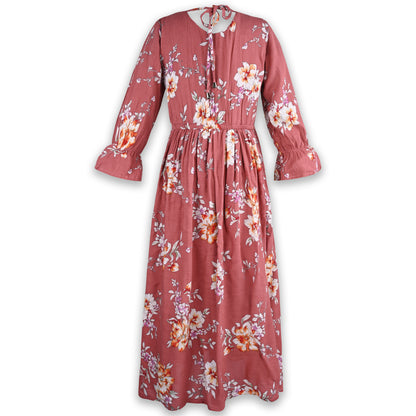 Girls Bell Sleeve Floral Print Fit and Flare Frock Dress