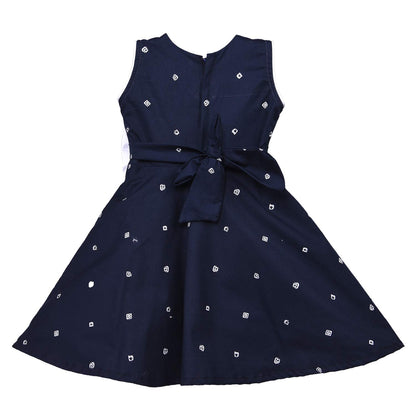 Girls Graphic Printed A-line dress with bow design