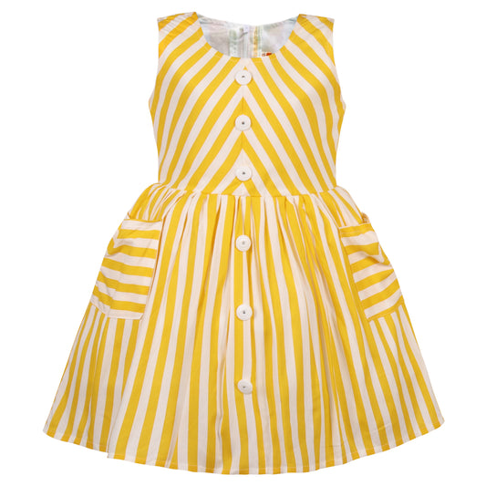 Girls Striped A-line dress with back tie