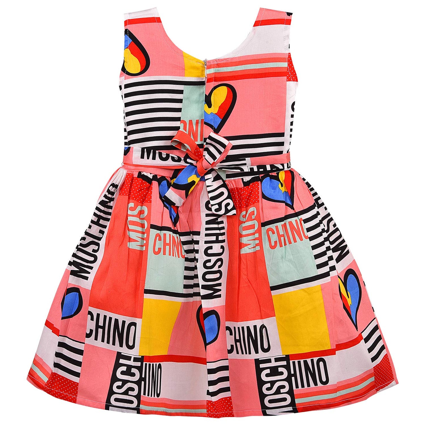 Girls Printed Dress With Bow Detail