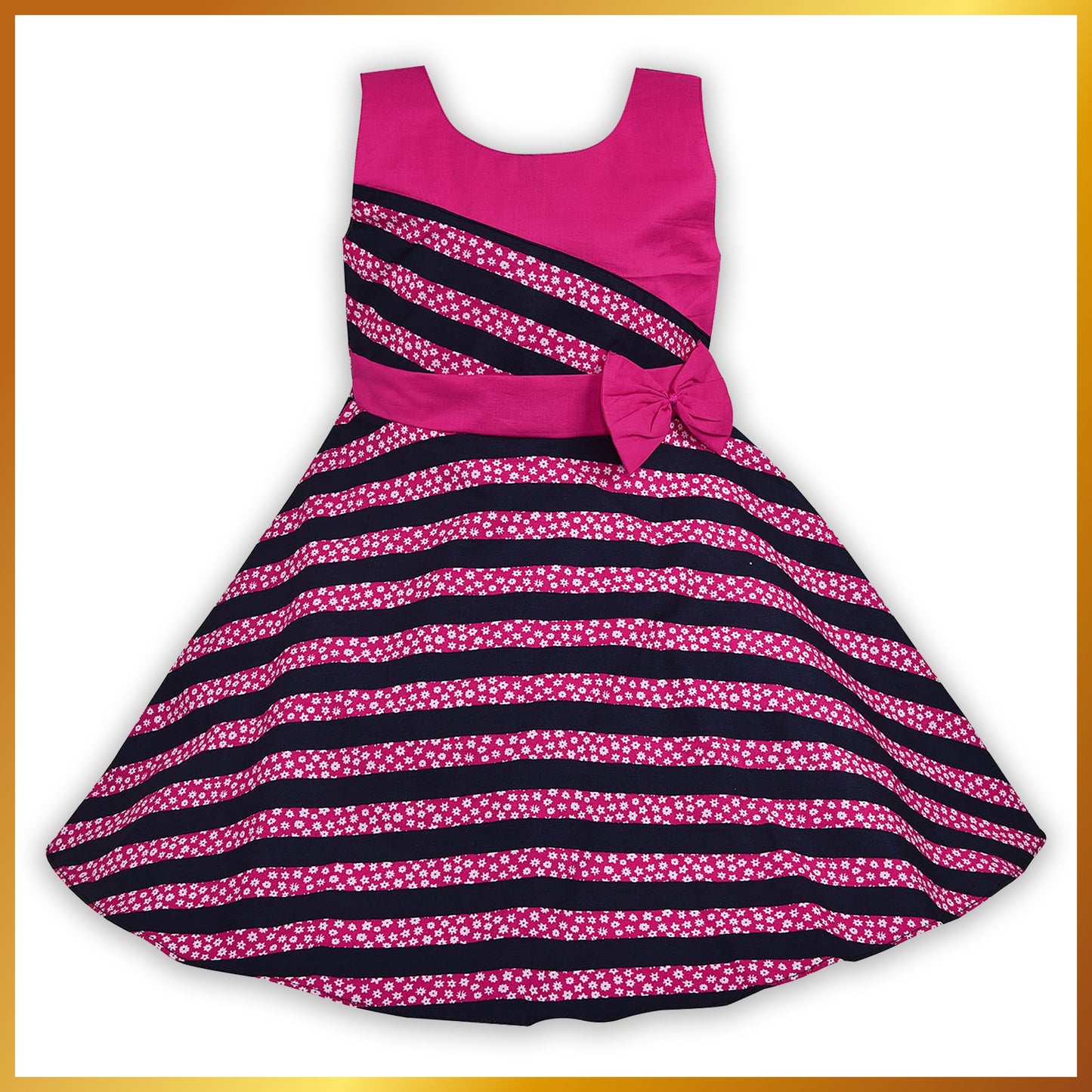 Girls Striped Sleeveless A-line dress